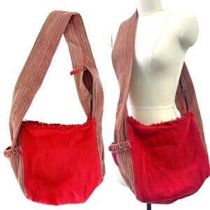 VTG Handmade Nepal Pokhara Woven Cotton Crossbody Bag Boho Hippie Festival